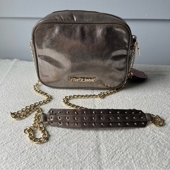 Betsey Johnson Love Embellished Metallic Crossbody Bag - Picture 4 of 6